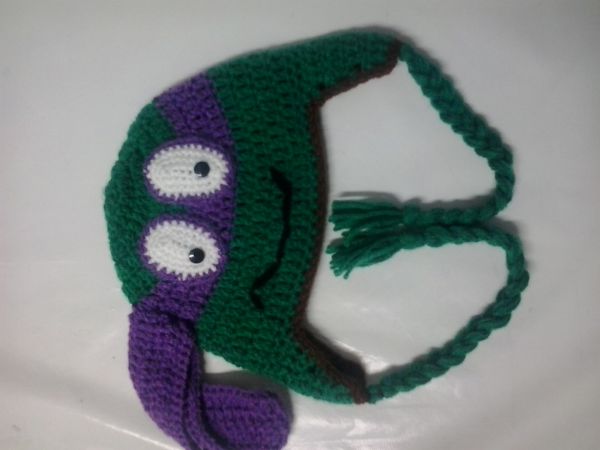 TOUCA EM CROCHÊ TARTARUGAS NINJAS DONATELLO